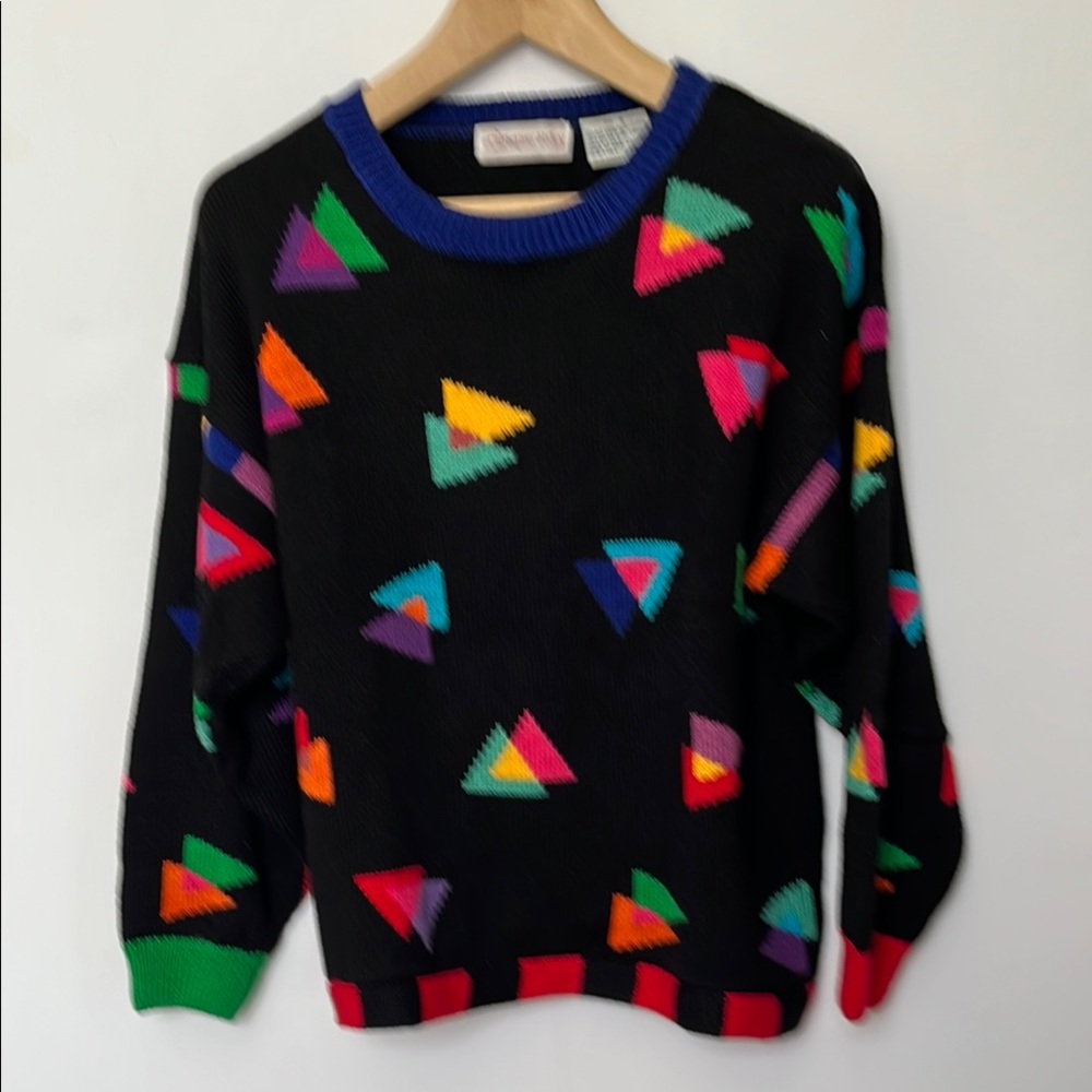 Vintage Christine Foley colorful, Geometric Pattern Sweater size small